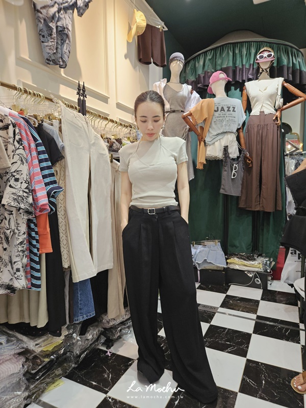 彈性掛脖短袖上衣